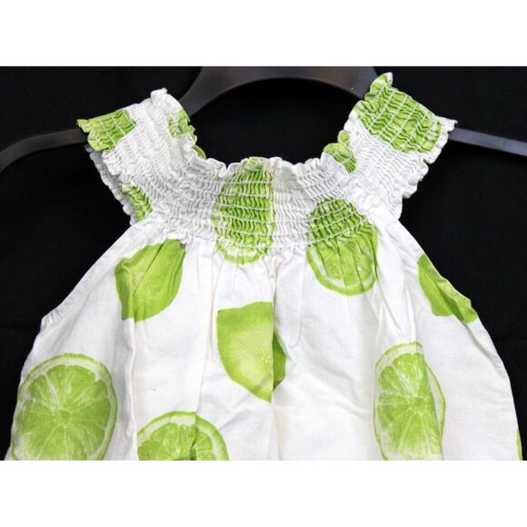 Trish Scully 2pc Outfit Sz 6 Tank Top Pants Lime Summer Shirred Neck Fruit Tent - Picture 6 of 16